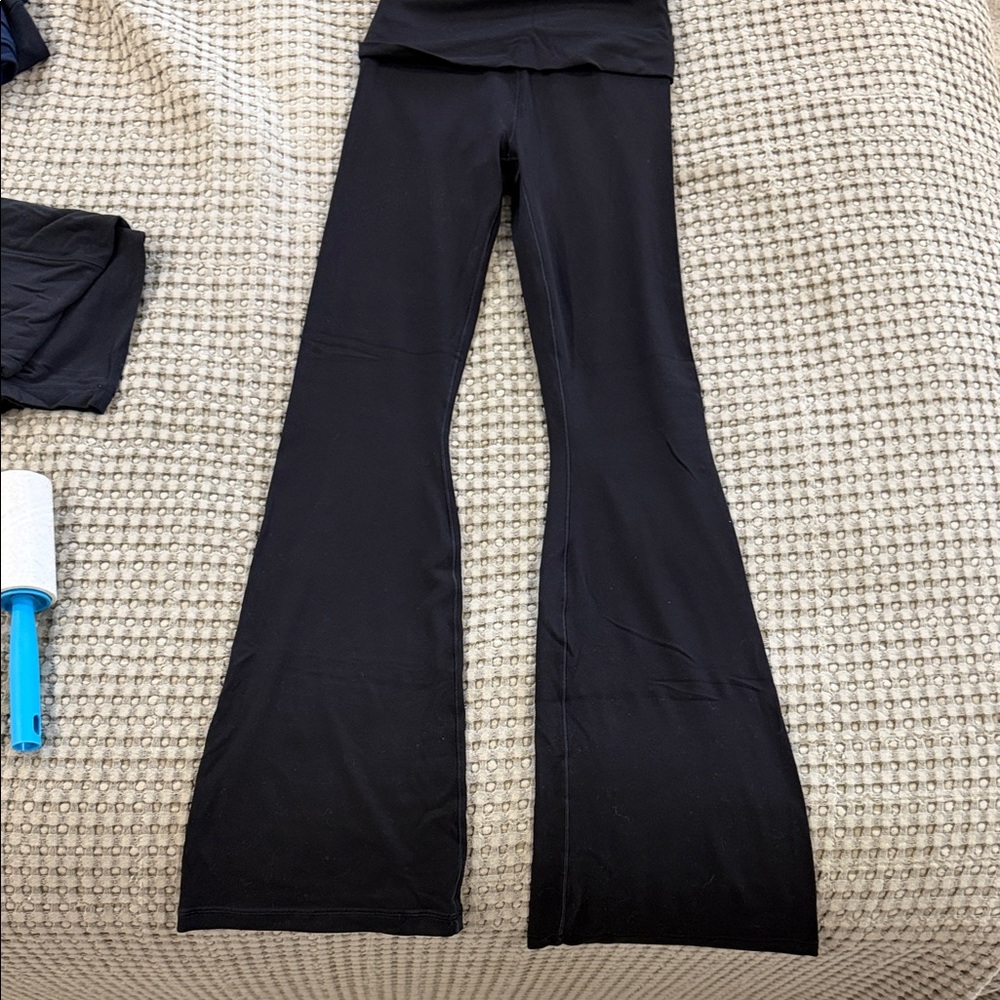 Offline by aria fold waist Black Flared Yoga Pants
